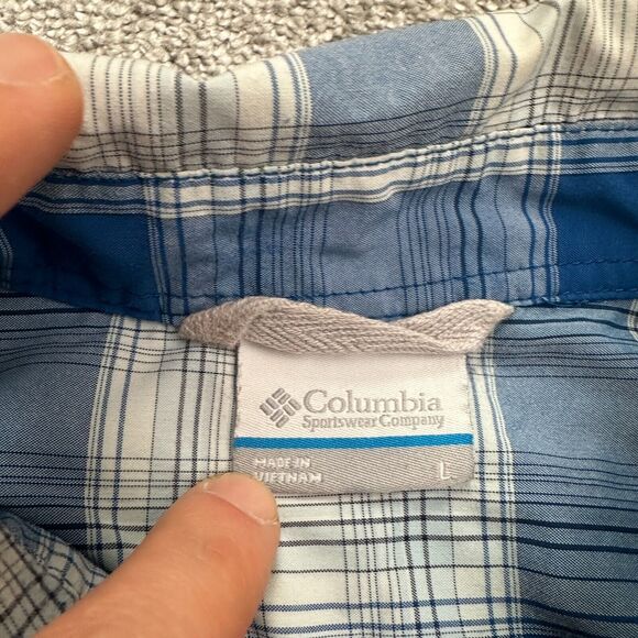 Columbia Omni Wick Shirt Mens Large Blue Plaid Short Sleeve Fishing Outdoor Top - Picture 5 of 10